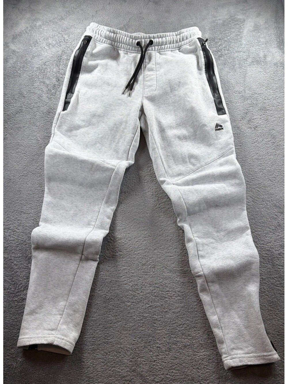 RBX Womens Gray Jogger Pants Tapered Athletic Sweatpants Zip Pockets